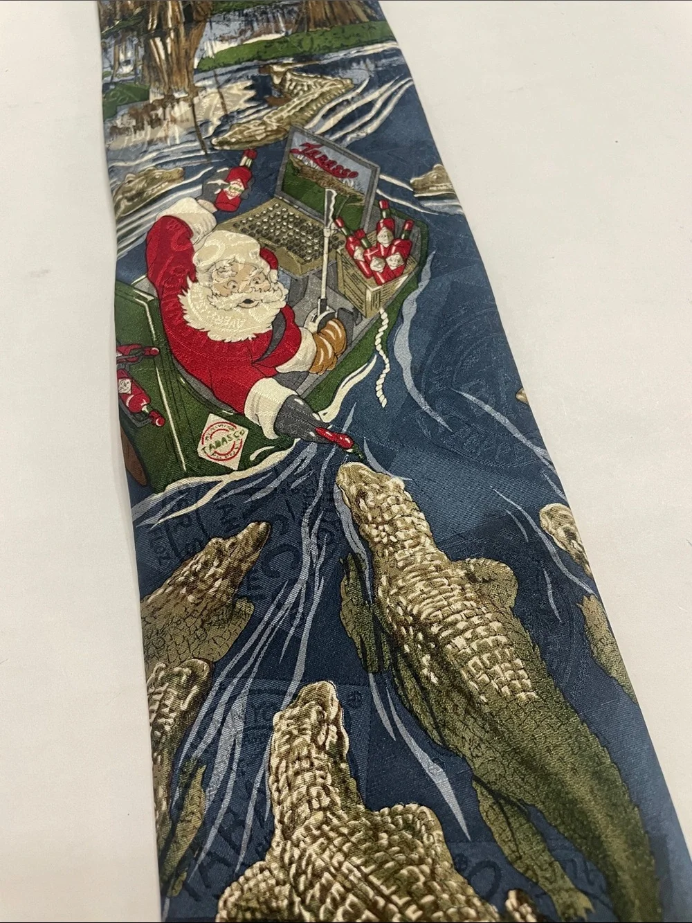 Tabasco Pepper Sauce Mens Silk Tie Alligators Swamp Black Navy Red Green.